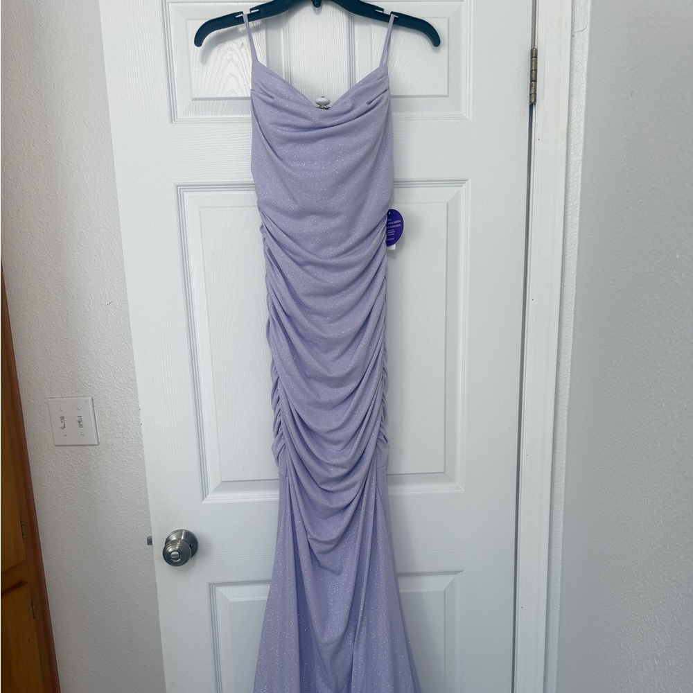 Windsor Lavender Ruched Sparkle Prom Gown